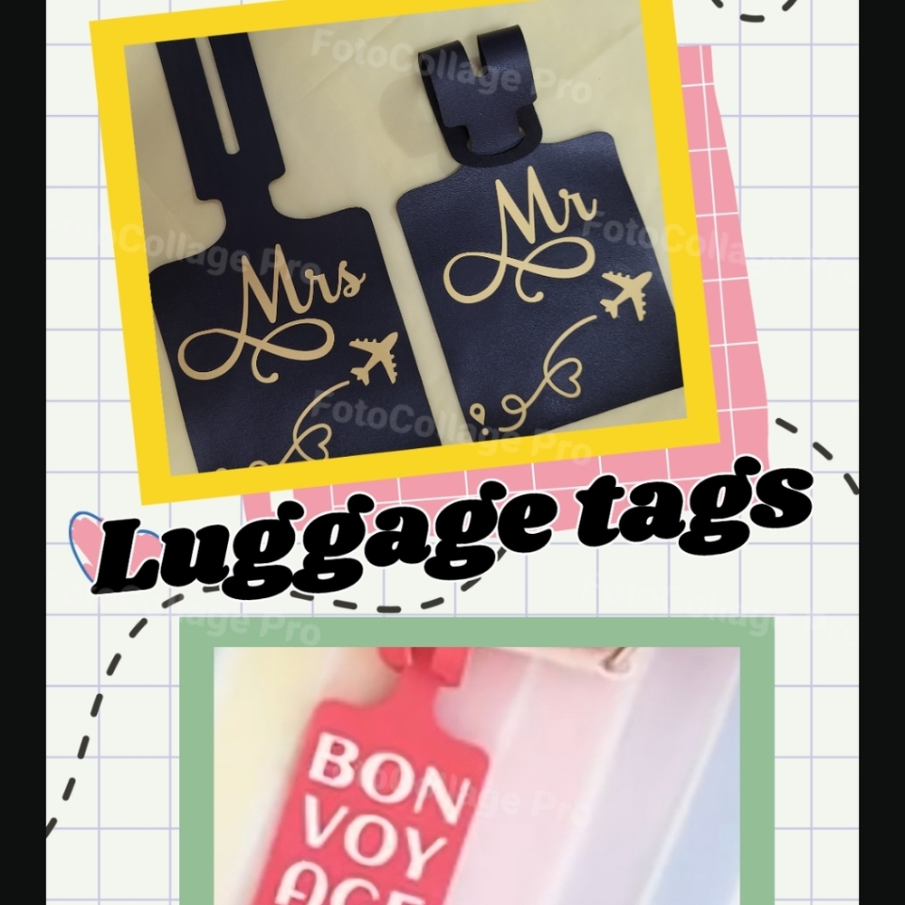 2-CUSTUM - LUGGAGE TAGS/PURSE/BOOK BAG TAGS/FAUX LEATHER